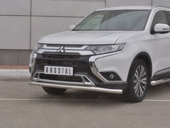 14 999 р. Защита переднего бампера (Ø 63 мм, нержавейка) SLITKOFF Mitsubishi Outlander GF 3-ий рестайлинг (2018-2022)  с доставкой в г. Тольятти. Увеличить фотографию 2