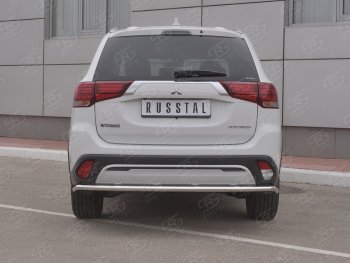 Защита заднего бампера (Ø42 мм, нержавейка) SLITKOFF Mitsubishi Outlander GF 3-ий рестайлинг (2018-2022)