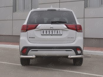 Защита заднего бампера (Ø63 мм уголки, нержавейка) SLITKOFF Mitsubishi Outlander GF 3-ий рестайлинг (2018-2022)