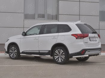 12 499 р. Защита заднего бампера (Ø63 мм уголки, нержавейка) SLITKOFF Mitsubishi Outlander GF 3-ий рестайлинг (2018-2022)  с доставкой в г. Тольятти. Увеличить фотографию 2