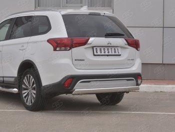 Защита заднего бампера (Ø75x42 мм, нержавейка) Russtal Mitsubishi Outlander GF 3-ий рестайлинг (2018-2022)