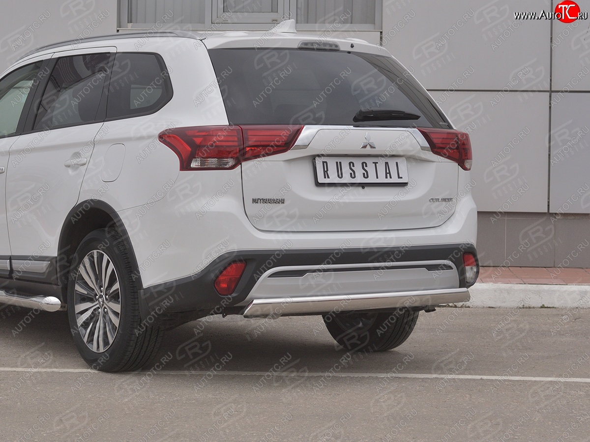 15 999 р. Защита заднего бампера (Ø75x42 мм, нержавейка) Russtal Mitsubishi Outlander GF 3-ий рестайлинг (2018-2022)  с доставкой в г. Тольятти