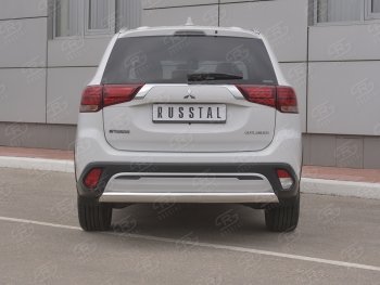 15 999 р. Защита заднего бампера (Ø75x42 мм, нержавейка) Russtal Mitsubishi Outlander GF 3-ий рестайлинг (2018-2022)  с доставкой в г. Тольятти. Увеличить фотографию 2