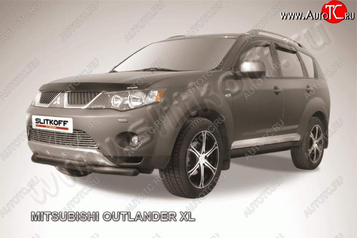 9 449 р. Защита переднего бампер Slitkoff Mitsubishi Outlander XL (CW)  дорестайлинг (2005-2009) (Цвет: серебристый)  с доставкой в г. Тольятти