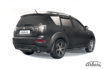 Защита заднего бампера Arbori (короткая, черная, 1 труба d57 mm). Mitsubishi Outlander XL (CW)  рестайлинг (2010-2013)