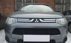 Сетка на бампер Russtal (черная) Mitsubishi Outlander GF дорестайлинг (2012-2014)