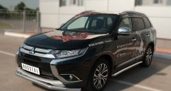 15 299 р. Защита порогов из круглой трубы диаметром 63 мм (рестайлинг) Russtal Mitsubishi Outlander GF 2-ой рестайлинг (2015-2018) (Защита порогов с со скосами на торцах (вариант 1))  с доставкой в г. Тольятти. Увеличить фотографию 4