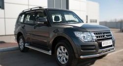 21 849 р. Защита переднего бампера (2 трубыØ63 мм, нержавейка) SLITKOFF Mitsubishi Pajero 4 V90 2-ой рестайлинг (2014-2020)  с доставкой в г. Тольятти. Увеличить фотографию 4