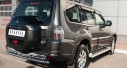 22 649 р. Защита заднего бампера (Ø63 и 42 мм, нержавейка) SLITKOFF Mitsubishi Pajero 4 V90 2-ой рестайлинг (2014-2020)  с доставкой в г. Тольятти. Увеличить фотографию 4