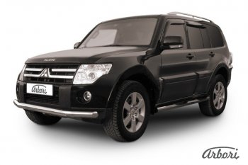 Защита переднего бампера Arbori (нержавейка, 1 труба d76 mm). Mitsubishi Pajero 4 V90 2-ой рестайлинг (2014-2020)