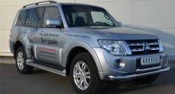 22 999 р. Защита переднего бампера (2 трубыØ76 и 63 мм, нержавейка) SLITKOFF Mitsubishi Pajero 4 V80 3 дв. 1-ый рестайлинг (2011-2014)  с доставкой в г. Тольятти. Увеличить фотографию 4