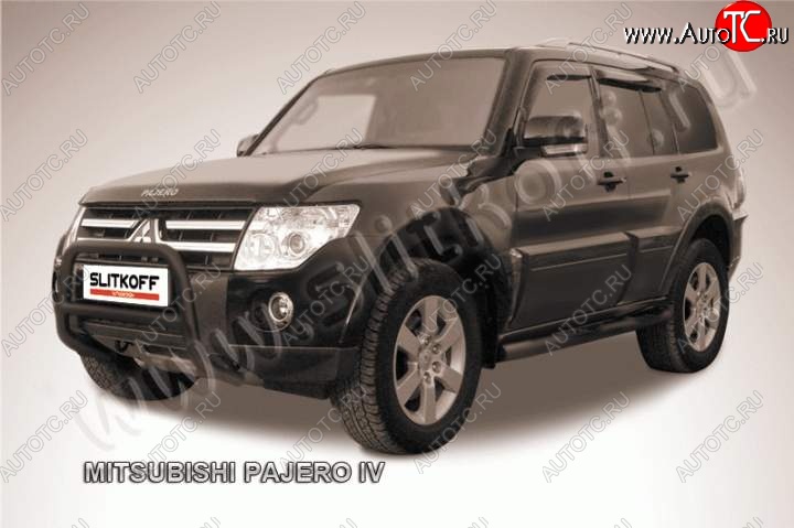 16 899 р. Кенгурятник d57 низкий Mitsubishi Pajero 4 V90 дорестайлинг (2006-2011) (Цвет: серебристый)  с доставкой в г. Тольятти