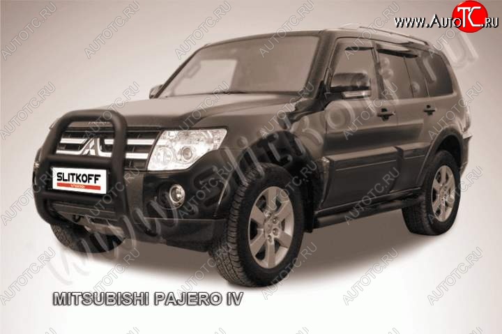 27 449 р. Кенгурятник d76 высокий Mitsubishi Pajero 4 V90 дорестайлинг (2006-2011) (Цвет: серебристый)  с доставкой в г. Тольятти