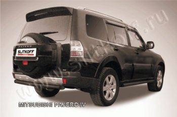 8 849 р. Защита задняя Slitkoff Mitsubishi Pajero 4 V90 дорестайлинг (2006-2011) (Цвет: серебристый)  с доставкой в г. Тольятти. Увеличить фотографию 1