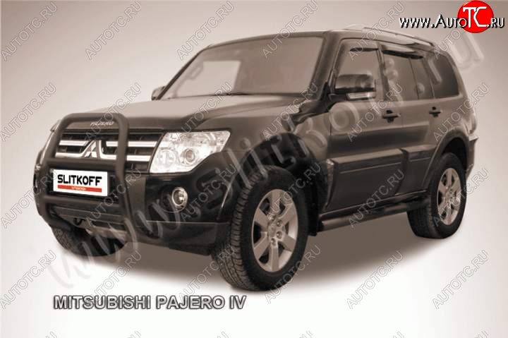 18 399 р. Кенгурятник d57 высокий Mitsubishi Pajero 4 V90 дорестайлинг (2006-2011) (Цвет: серебристый)  с доставкой в г. Тольятти