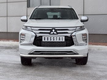 17 499 р. Защита переднего бампера SLITKOFF (Ø63 мм, нержавейка) Mitsubishi Pajero Sport QF рестайлинг (2019-2022)  с доставкой в г. Тольятти. Увеличить фотографию 3