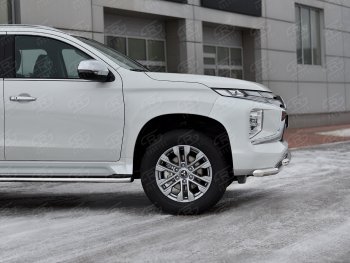 22 699 р. Защита переднего бампера (2 трубы Ø63 и 42 мм, нержавейка) SLITKOFF Mitsubishi Pajero Sport QF рестайлинг (2019-2022)  с доставкой в г. Тольятти. Увеличить фотографию 4