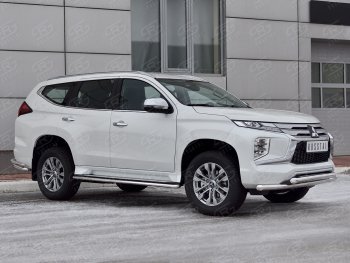 22 699 р. Защита переднего бампера (2 трубы Ø63 и 42 мм, нержавейка) SLITKOFF Mitsubishi Pajero Sport QF рестайлинг (2019-2022)  с доставкой в г. Тольятти. Увеличить фотографию 3