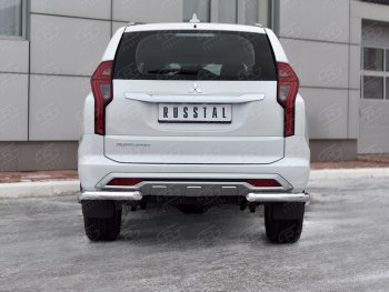 17 999 р. Защита заднего бампера (Ø63 мм уголки, нержавейка) SLITKOFF Mitsubishi Pajero Sport QF рестайлинг (2019-2022)  с доставкой в г. Тольятти. Увеличить фотографию 4