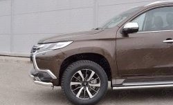 18 449 р. Защита переднего бампера (2 трубыØ63 мм, нержавейка) SLITKOFF Mitsubishi Pajero Sport QE дорестайлинг (2015-2021)  с доставкой в г. Тольятти. Увеличить фотографию 4