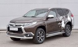 17 549 р. Защита переднего бампера (Ø76 мм, нержавейка) SLITKOFF Mitsubishi Pajero Sport QE дорестайлинг (2015-2021)  с доставкой в г. Тольятти. Увеличить фотографию 2