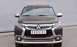 Защита переднего бампера (Ø76 мм, нержавейка) SLITKOFF Mitsubishi Pajero Sport QE дорестайлинг (2015-2021)