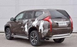 24 999 р. Защита заднего бампера (Ø63 мм, нержавейка) SLITKOFF Mitsubishi Pajero Sport QE дорестайлинг (2015-2021) (лист - алюминий, профиль - нержавейка)  с доставкой в г. Тольятти. Увеличить фотографию 2