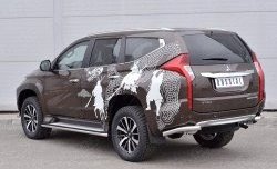 16 999 р. Защита заднего бампера (Ø63 мм уголки, нержавейка) SLITKOFF Mitsubishi Pajero Sport QE дорестайлинг (2015-2021)  с доставкой в г. Тольятти. Увеличить фотографию 2