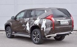 14 449 р. Защита заднего бампера (Ø76 мм уголки, нержавейка) SLITKOFF Mitsubishi Pajero Sport QE дорестайлинг (2015-2021)  с доставкой в г. Тольятти. Увеличить фотографию 2