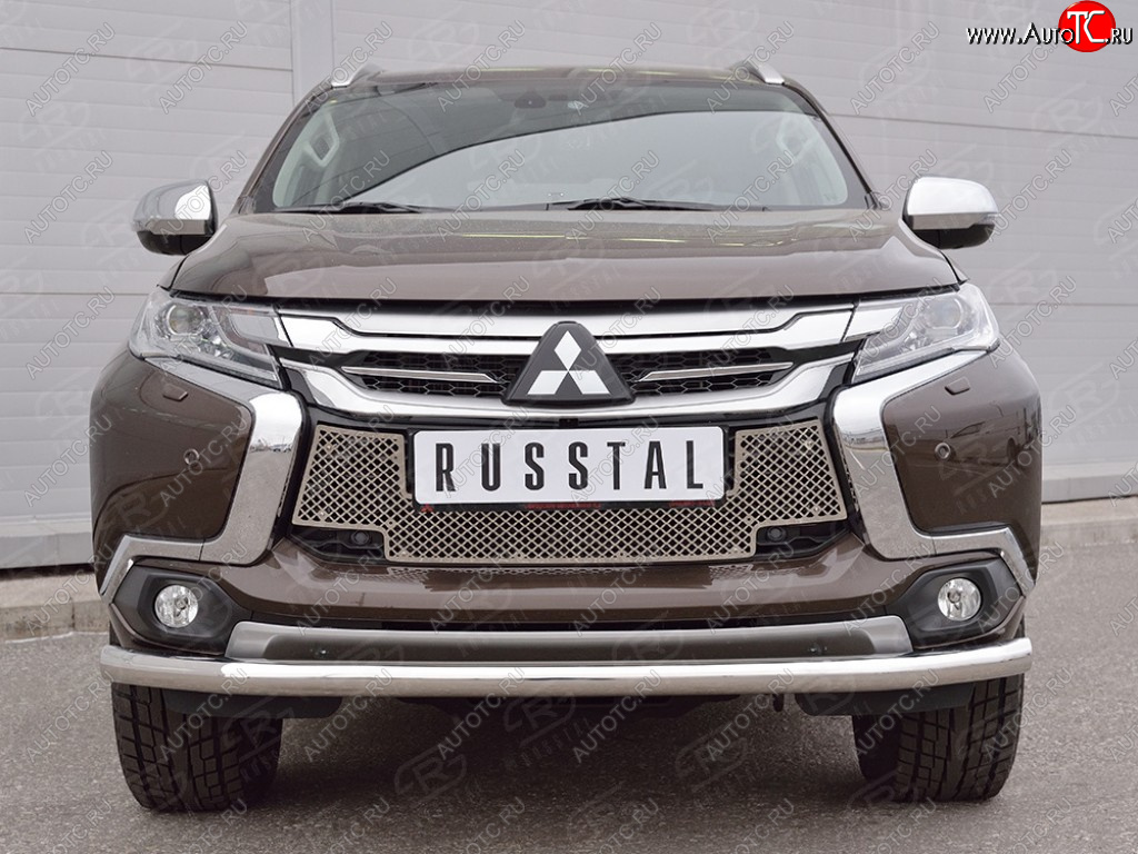 4 299 р. Сетка нижнего воздухозаборника (нержавеющая сталь) Russtal Mitsubishi Pajero Sport QE дорестайлинг (2015-2021)  с доставкой в г. Тольятти