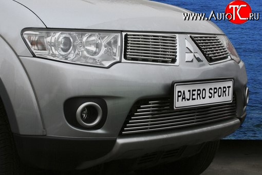 5 399 р. Декоративная вставка решетки радиатора Berkut Mitsubishi Pajero Sport PB дорестайлинг (2008-2013)  с доставкой в г. Тольятти