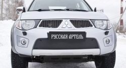 969 р. Зимняя заглушка решетки переднего бампера РА Mitsubishi Pajero Sport PB дорестайлинг (2008-2013)  с доставкой в г. Тольятти. Увеличить фотографию 2