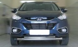 Защита переднего бампера (2 трубыØ76 и 42 мм, нержавейка) SLITKOFF Hyundai (Хюндаи) IX35 (ИX35)  LM (2009-2018) LM дорестайлинг, рестайлинг