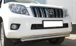 21 649 р. Защита переднего бампера (2 трубыØ76 и 42 мм, нержавейка) SLITKOFF  Toyota Land Cruiser Prado  J150 (2009-2013) дорестайлинг  с доставкой в г. Тольятти. Увеличить фотографию 1