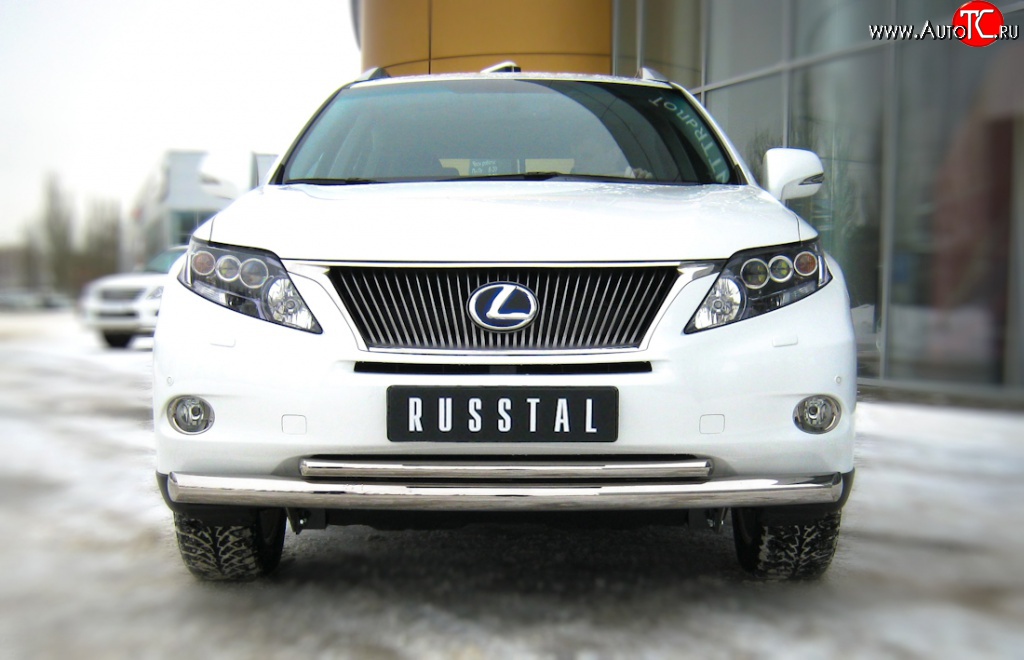 12 549 р. Защита переднего бампера (2 трубыØ76 и 42 мм, нержавейка) SLITKOFF Lexus RX350 AL10 дорестайлинг (2008-2012)  с доставкой в г. Тольятти