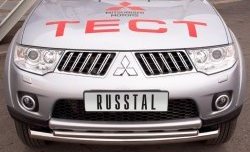 23 799 р. Защита переднего бампера (2 трубыØ76 и 63 мм, нержавейка) SLITKOFF Mitsubishi Pajero Sport PB дорестайлинг (2008-2013)  с доставкой в г. Тольятти. Увеличить фотографию 2