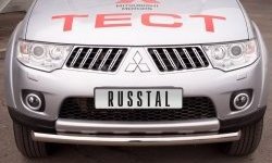 17 699 р. Одинарная защита переднего бампера SLITKOFF диаметром 76 мм Mitsubishi Pajero Sport PB дорестайлинг (2008-2013)  с доставкой в г. Тольятти. Увеличить фотографию 2