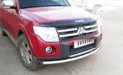 20 599 р. Защита переднего бампера (2 трубыØ76 и 42 мм, нержавейка) SLITKOFF Mitsubishi Pajero 4 V80 дорестайлинг (2006-2011)  с доставкой в г. Тольятти. Увеличить фотографию 2