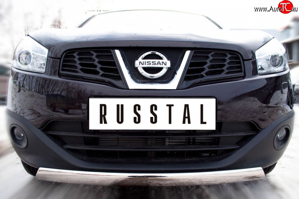 15 399 р. Защита переднего бампера (Ø75х42 мм, нержавейка) Russtal Nissan Qashqai 1 J10 рестайлинг (2010-2013)  с доставкой в г. Тольятти