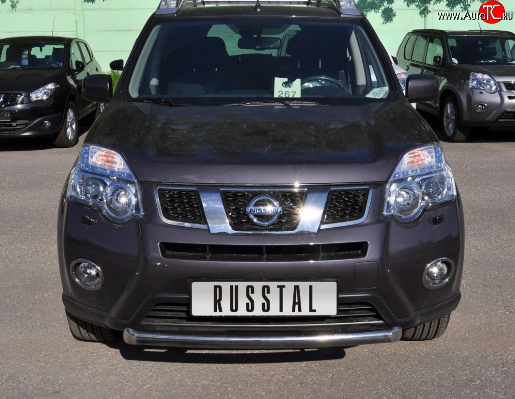 9 699 р. Одинарная защита переднего бампера Russtal диаметром 63 мм Nissan X-trail 2 T31 рестайлинг (2010-2015)  с доставкой в г. Тольятти