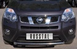 Одинарная защита переднего бампера Russtal диаметром 76 мм Nissan X-trail 2 T31 рестайлинг (2010-2015)