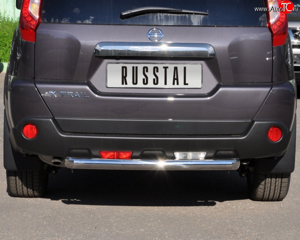 8 799 р. Защита заднего бампера (Ø76 мм, нержавейка) Russtal Nissan X-trail 2 T31 рестайлинг (2010-2015)  с доставкой в г. Тольятти