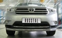 Одинарная защита переднего бампера SLITKOFF 76 мм Toyota Highlander XU40 рестайлинг (2010-2013)