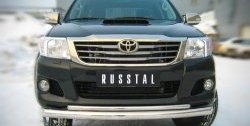 Защита переднего бампера (2 трубыØ76 и 42 мм, нержавейка) SLITKOFF Toyota Hilux AN20,AN30  2-ой рестайлинг (2011-2016)