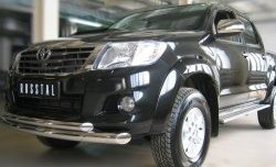 20 399 р. Защита переднего бампера (2 трубыØ76 и 63 мм, нержавейка) SLITKOFF Toyota Hilux AN20,AN30  2-ой рестайлинг (2011-2016)  с доставкой в г. Тольятти. Увеличить фотографию 2