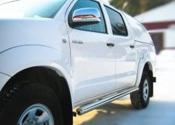 11 399 р. Защита порогов Russtal из круглой трубы диаметром 76 мм Toyota Hilux AN20,AN30  2-ой рестайлинг (2011-2016) (Защита порогов с со скосами на торцах (вариант 1))  с доставкой в г. Тольятти. Увеличить фотографию 3