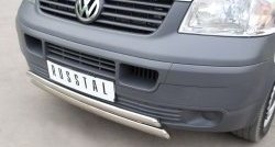 22 299 р. Защита переднего бампера (2 трубыØ75х42 мм, нержавейка) Russtal Volkswagen Transporter T5 дорестайлинг (2003-2009)  с доставкой в г. Тольятти. Увеличить фотографию 3