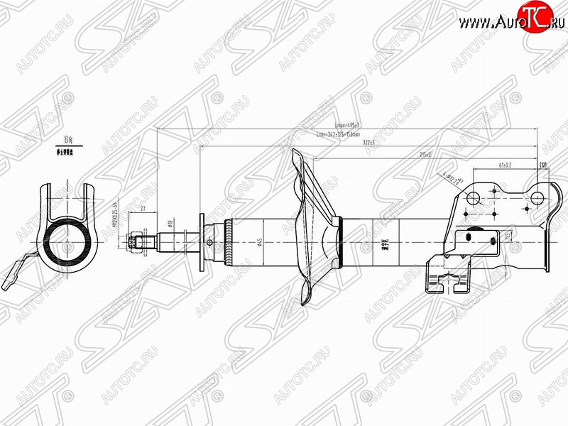 3 999 р. Правый амортизатор передний SAT Nissan 100NX (1990-1996)  с доставкой в г. Тольятти