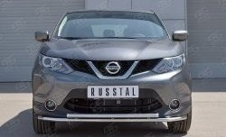 Защита переднего бампера (2 трубыØ42 мм, нержавейка) SLITKOFF Nissan Qashqai 2 J11 дорестайлинг (2013-2019)