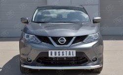 Защита переднего бампера (Ø42 мм, нержавейка) SLITKOFF Nissan (Нисан) Qashqai (Кашкай)  2 (2013-2019) 2 J11 дорестайлинг